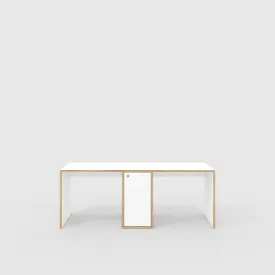 Plywood Desk with Storage Type 3 - Door - Formica White - 2000(w) x 800(d) x 750(h)