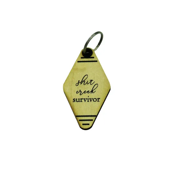 Shit Creek Survivor Handmade Wood Keychain