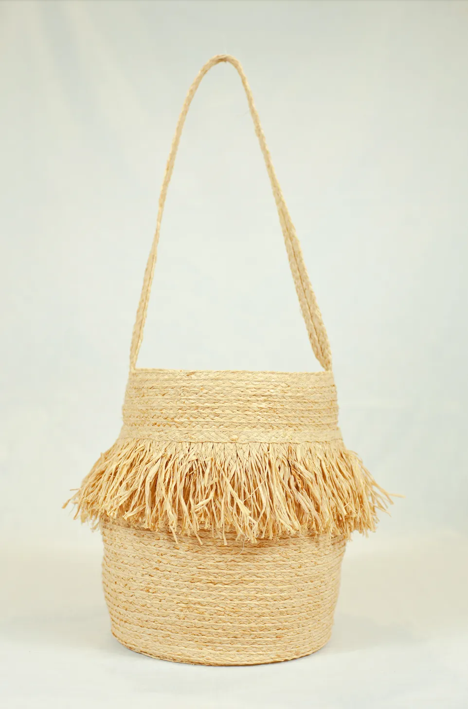 Simon Classic raffia bucket bag
