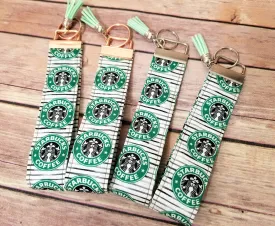 Starbucks Coffee Logo Fabric Keychain Wristlet Wrist Strap