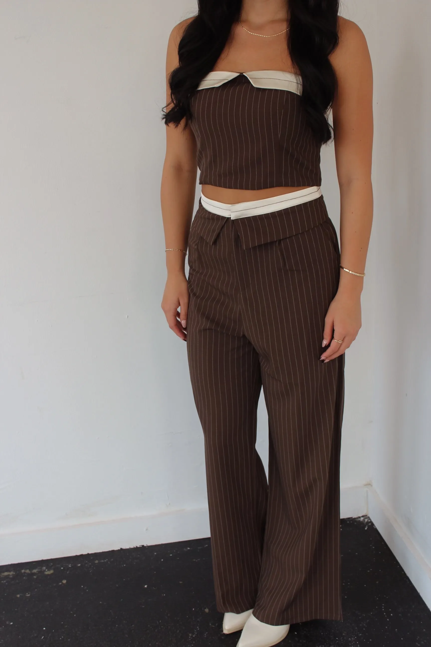 Strapless Brown Pinstripe Corset