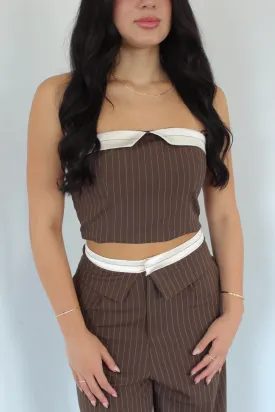 Strapless Brown Pinstripe Corset