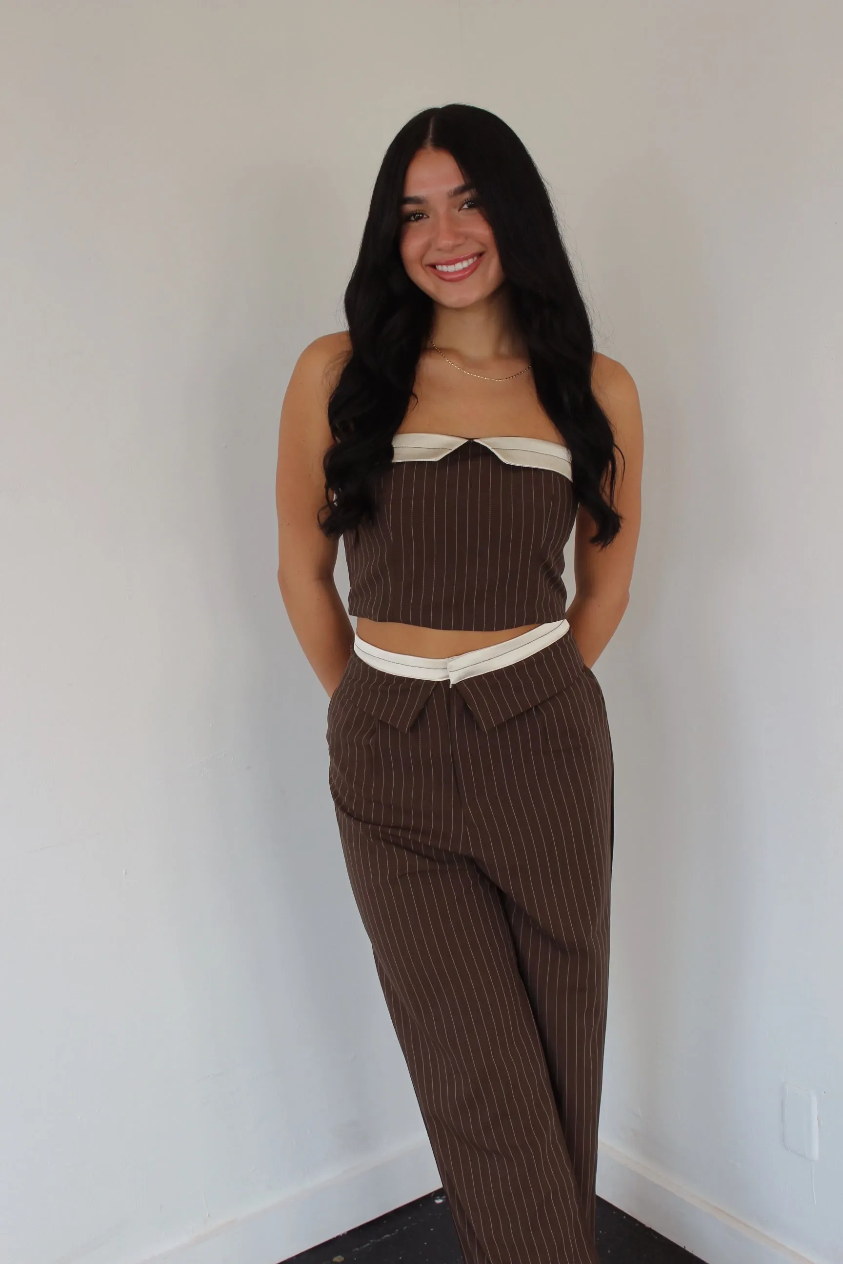 Strapless Brown Pinstripe Corset