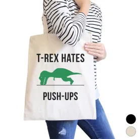 T-Rex Push Ups Canvas Shoulder Bag Cute Gym Tote Funny Workout Gift