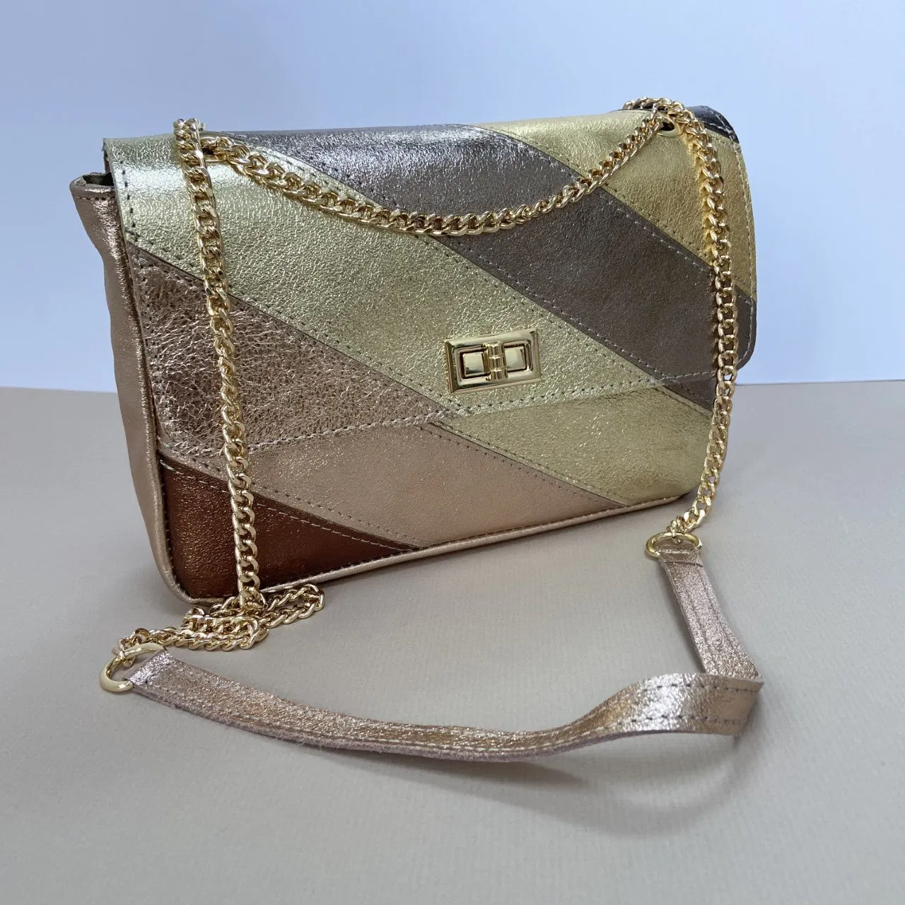 The Large Metallic Stripe Leather Bag
