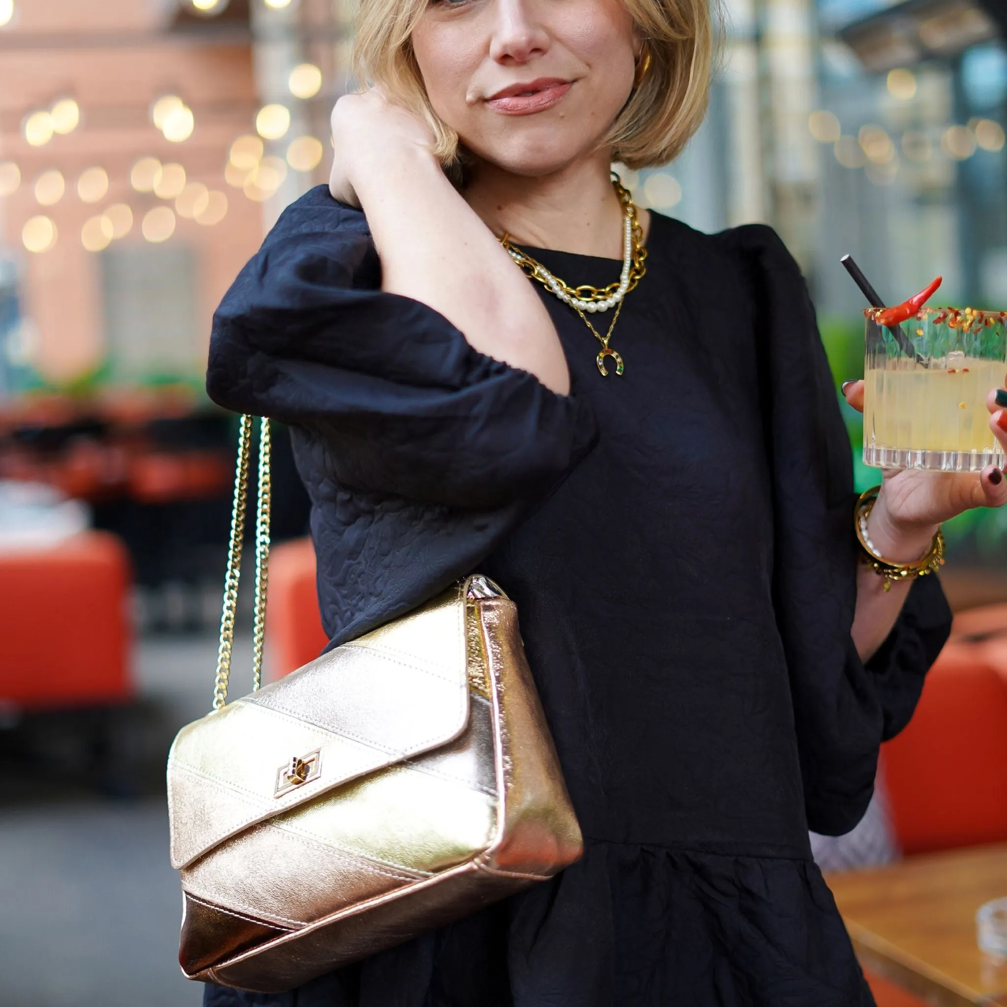 The Large Metallic Stripe Leather Bag