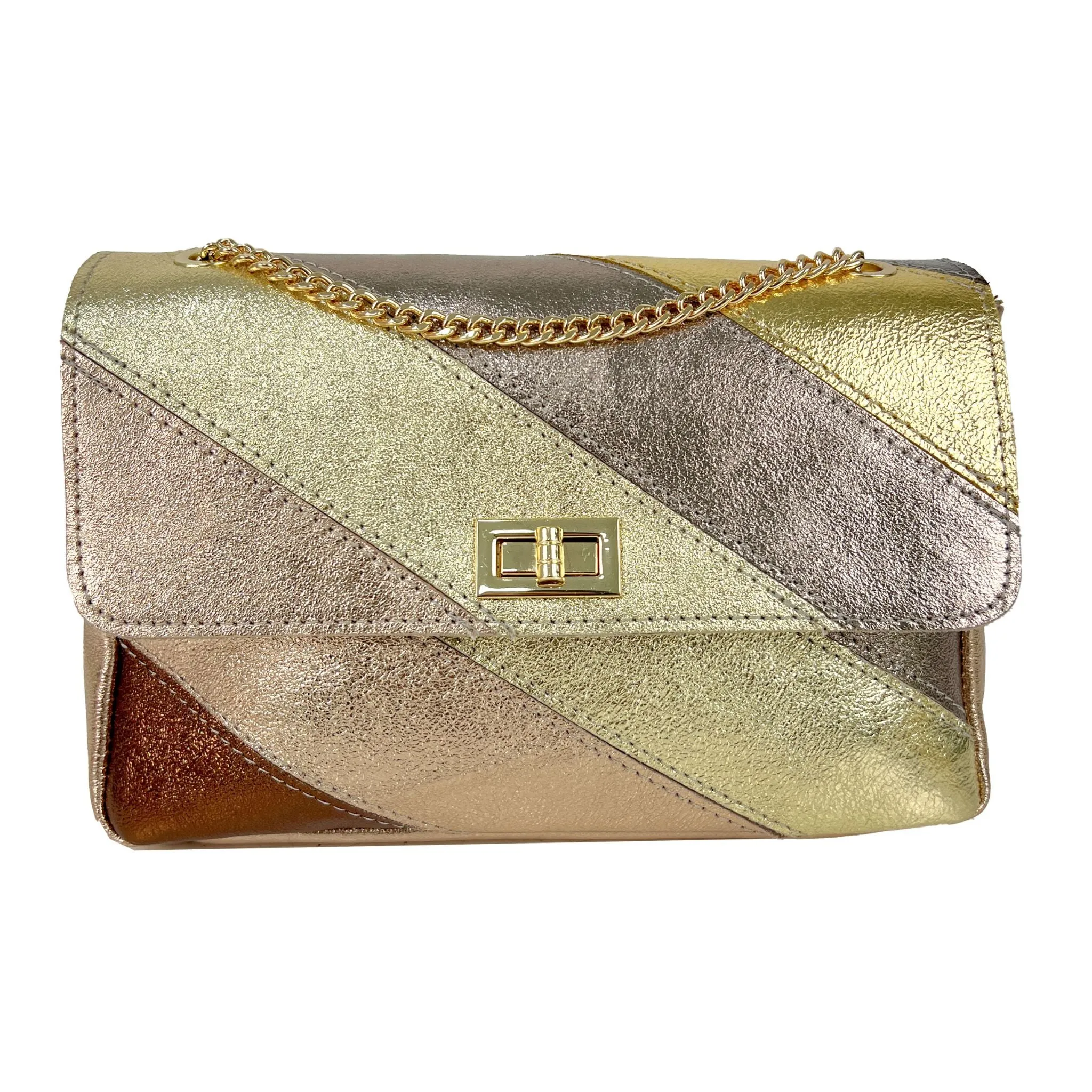The Large Metallic Stripe Leather Bag