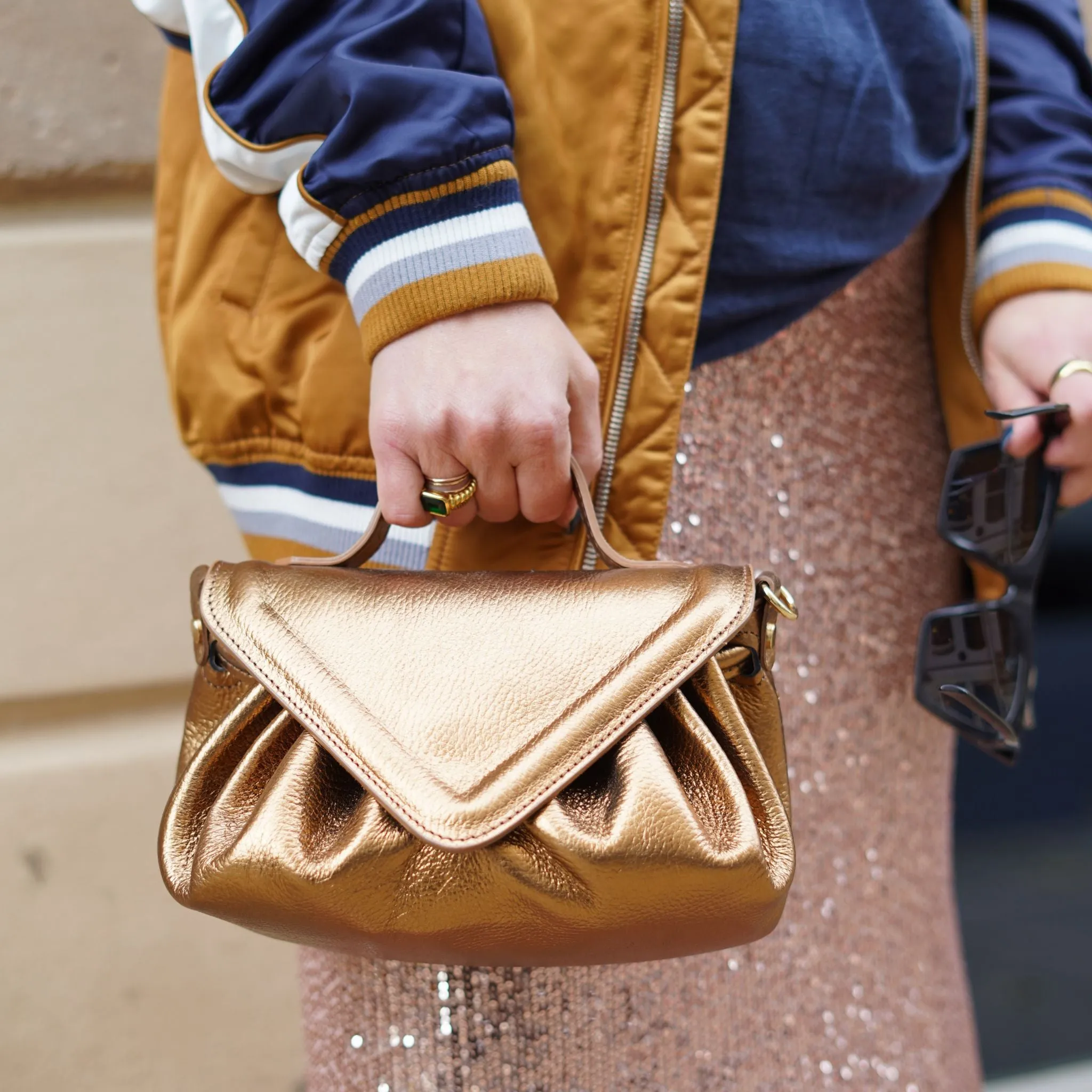 The Pleated Cross-Body Leather Clutch