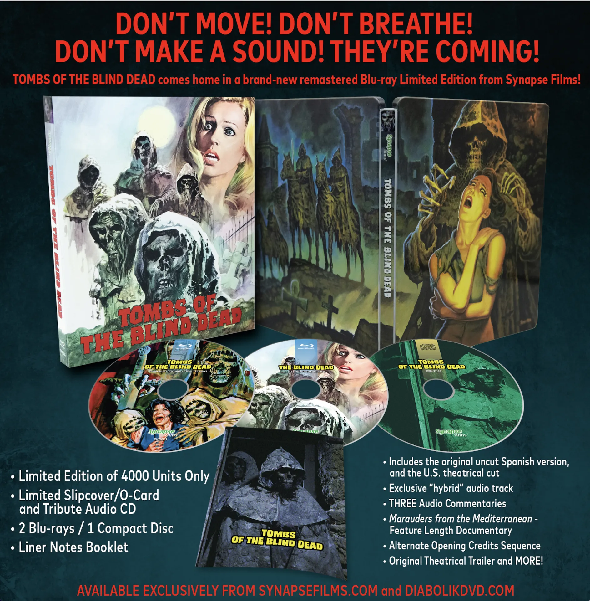 Tombs of the Blind Dead (3 Disc Limited Edition Steelbook) w/SLIP *one per customer