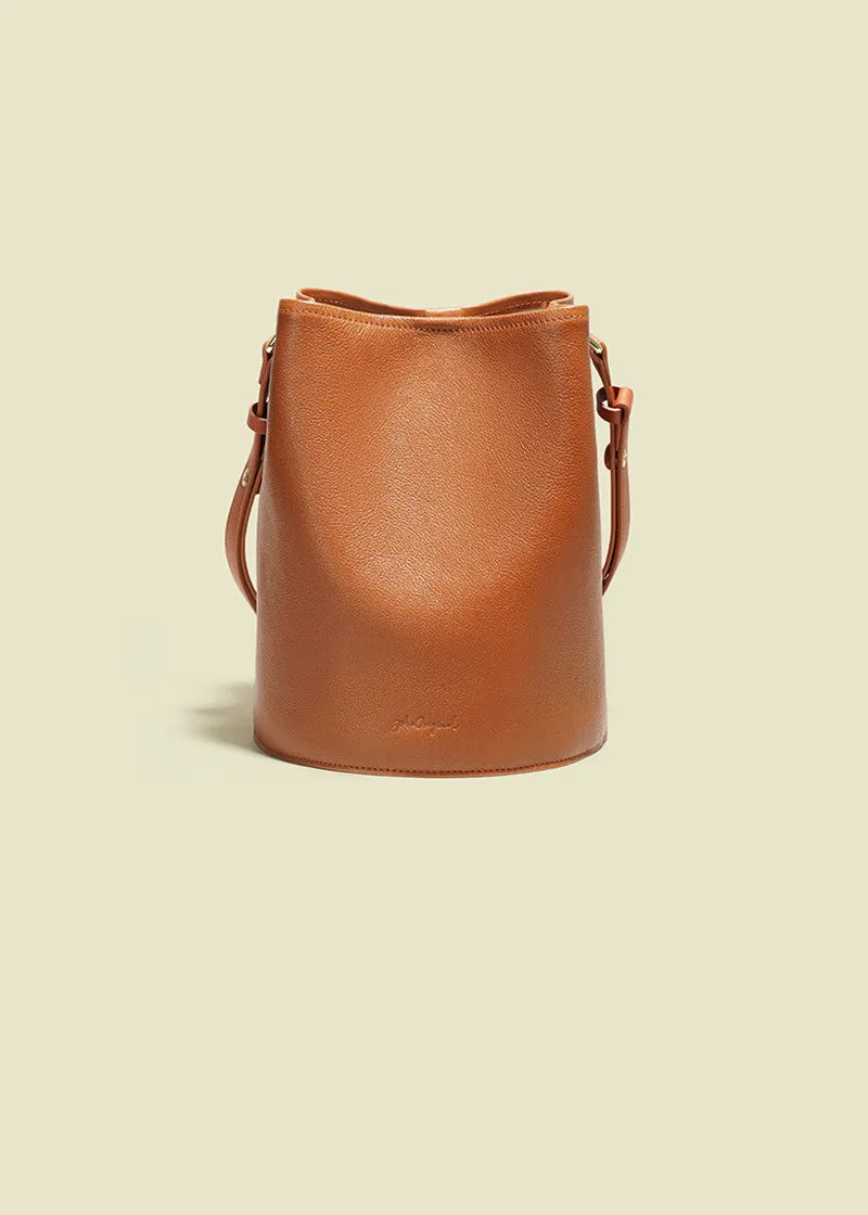 Top Grain Leather Medium Bucket Shoulder Bag