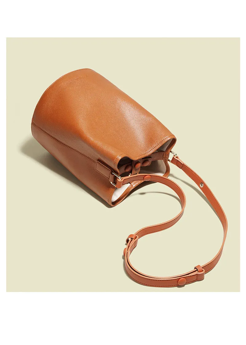 Top Grain Leather Medium Bucket Shoulder Bag