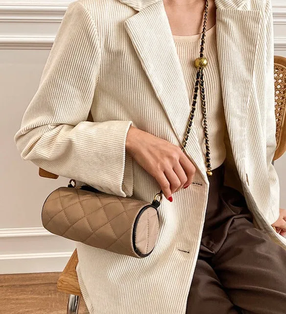 Transfer bead pillow cylinder bag zebra pattern canvas bag women's single shoulder chain small bag crossbody bag