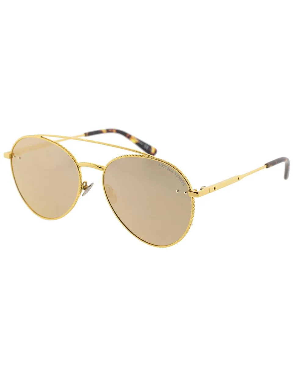 Unisex Gold Aviator Sunglasses