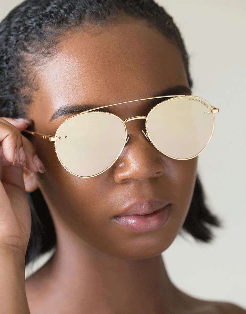 Unisex Gold Aviator Sunglasses