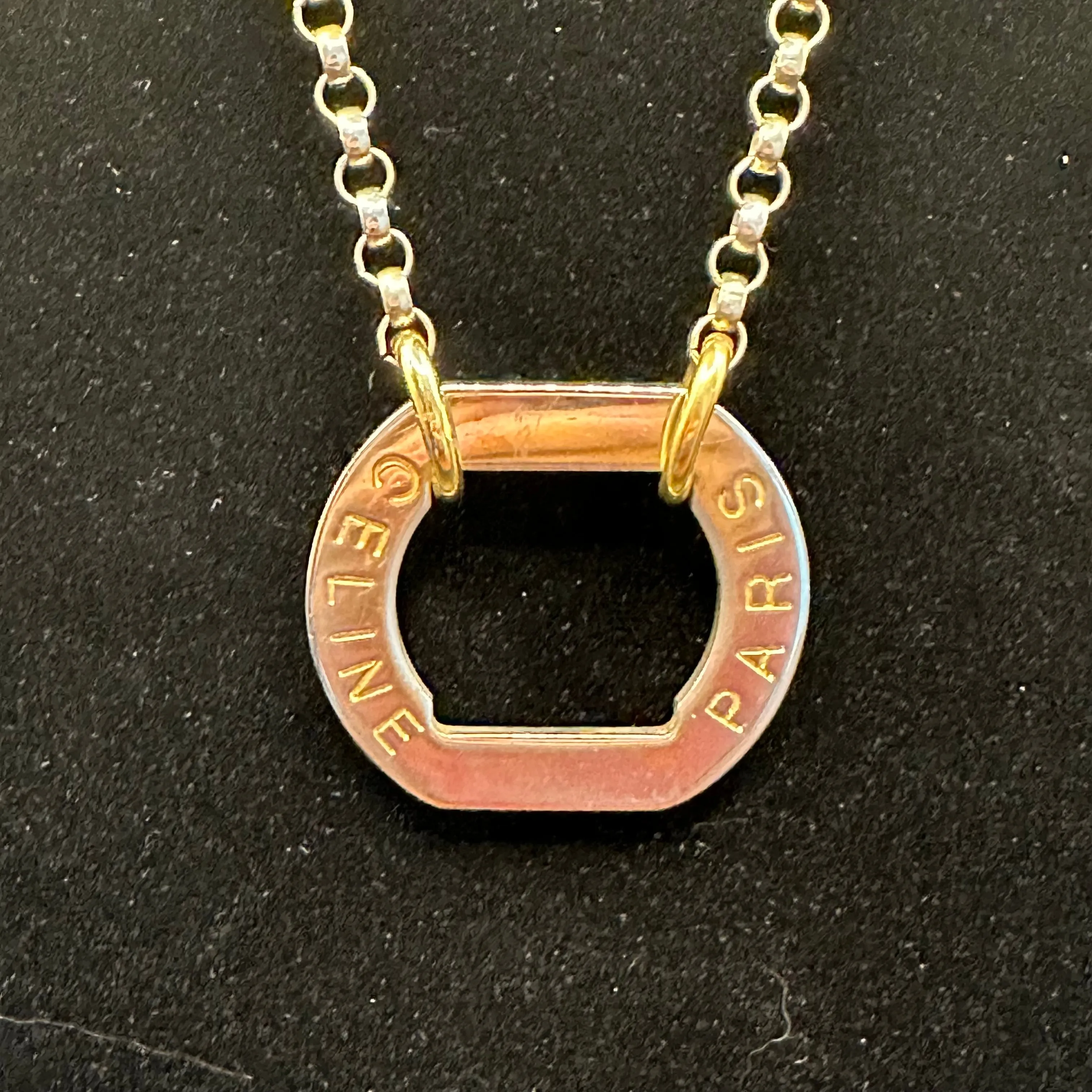 Upcycled Celine Charm Necklace on Brass Chain