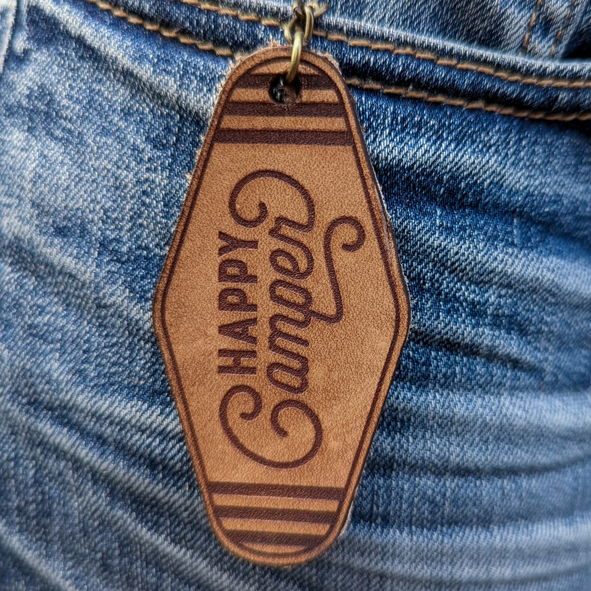 Vintage Motel Key Keychain | Happy Camper
