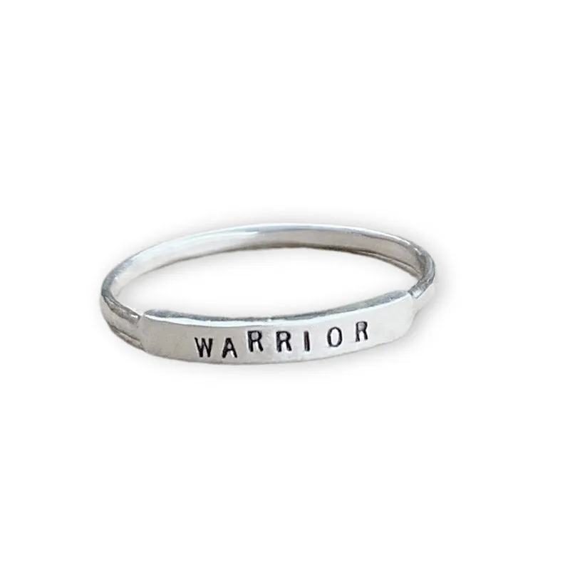 Warrior: Hand Stamped Message Stacking Ring