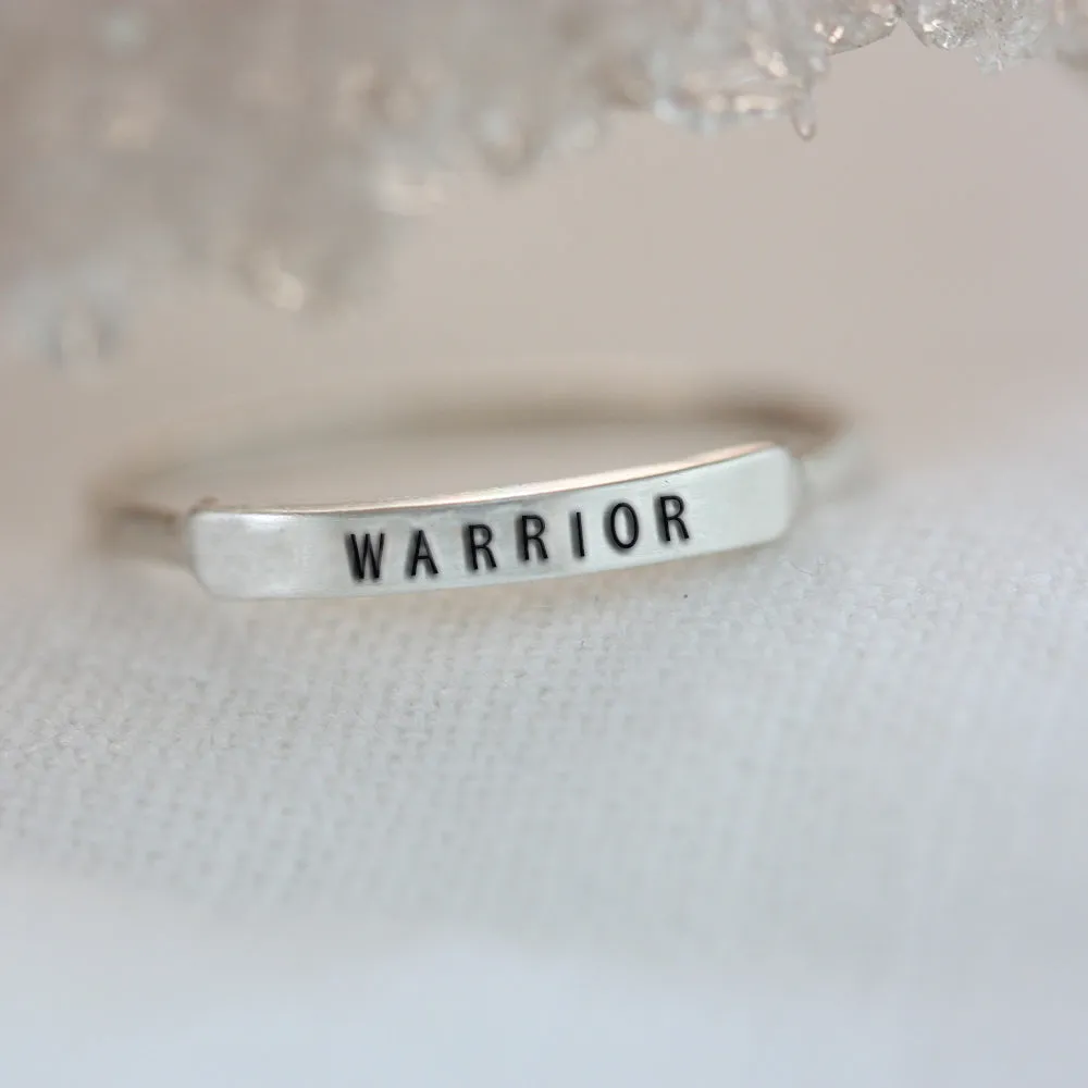 Warrior: Hand Stamped Message Stacking Ring