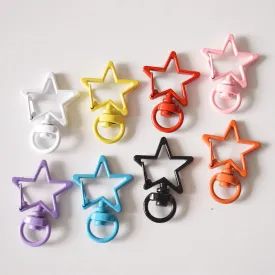 Wholesale 20pcs Colorful Baking Paint Five Pointed Star Alloy Keychain DIY Accessories