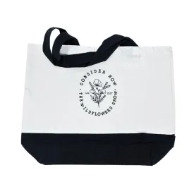 Wildflower Wisdom Embroidered Tote Bag - Luke 12:27