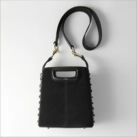 Women Lace-Up Suede M Bucket Bag - Black