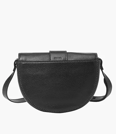 ZB1853001 - Fossil Harwell Black Leather Small Flap Crossbody Bag For Women